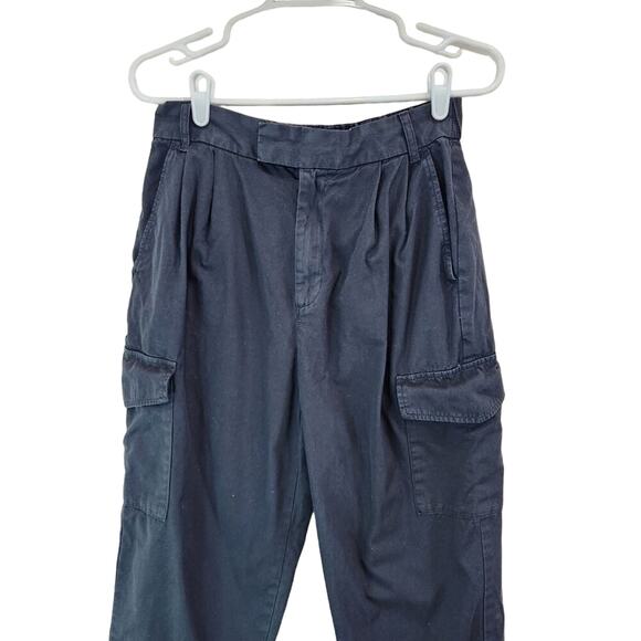 Gap Cotton High Rise Pleated Cargo Pants Trouser Black Size 6 Short Petite - Picture 3 of 12